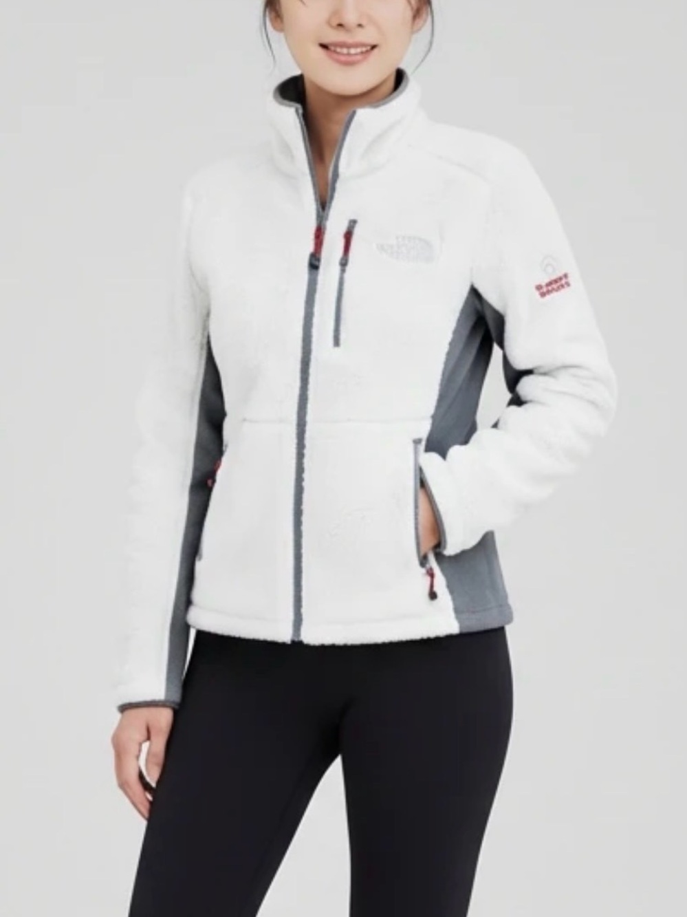 The North Face Summit Series  White Fleece Jacket with Grey Panels